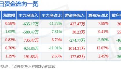 股票行情快报：九华旅游（603199）6月30日主力资金净卖出635.17万元