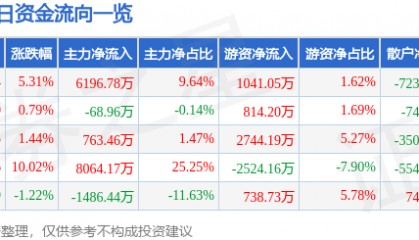 股票行情快报：日发精机（002520）6月9日主力资金净买入6196.78万元